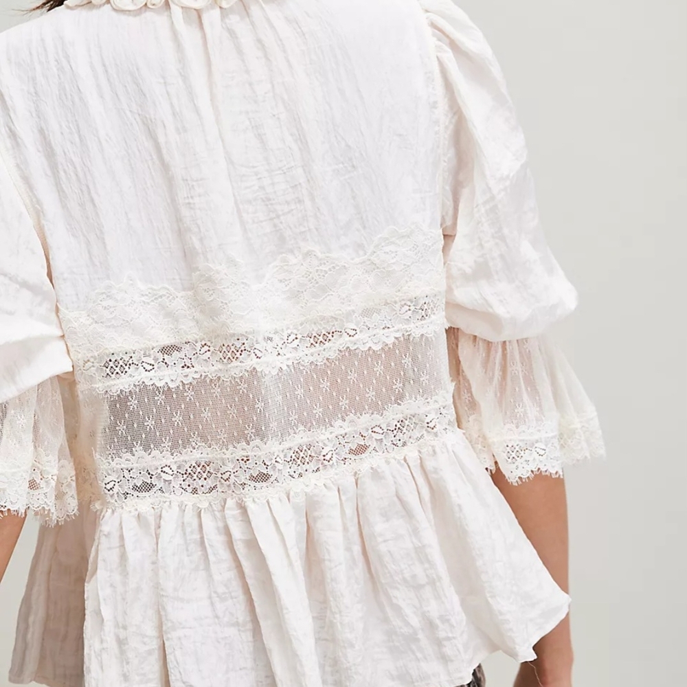 Free People Forever Young Elegant White Lace Blouse - Picture 3 of 14